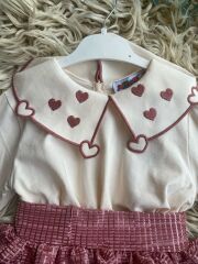 Janti parlak etekli kalp yakalı 2li takım