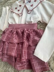 Janti parlak etekli kalp yakalı 2li takım