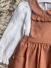 Çilek askılı müslin gömlek elbise