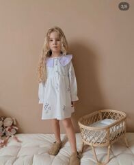 lavanta nakışlı elbise