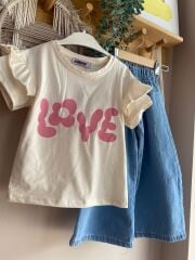 LOVE kot pantolon takım