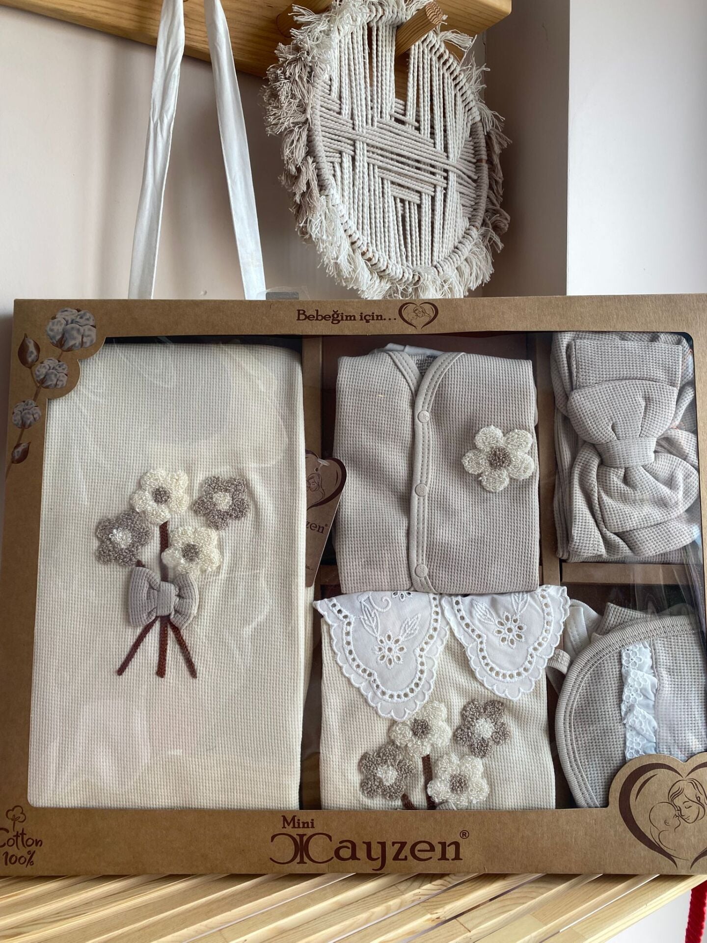 Cayzen kahve çiçek yenidoğan set 10 parça