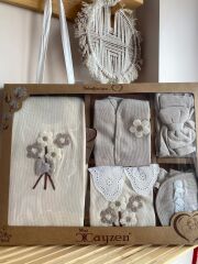 Cayzen kahve çiçek yenidoğan set 10 parça