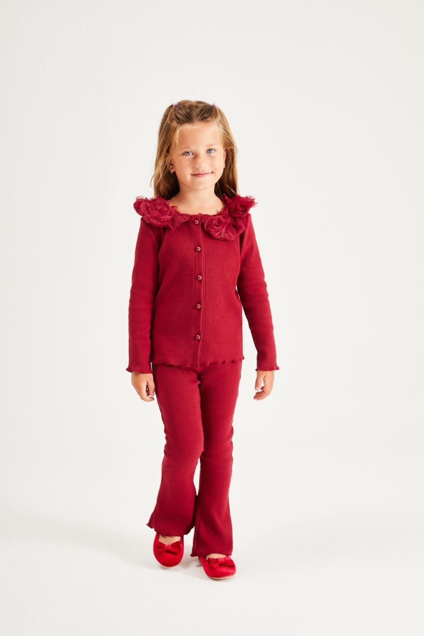 Bordo gül yaka takım