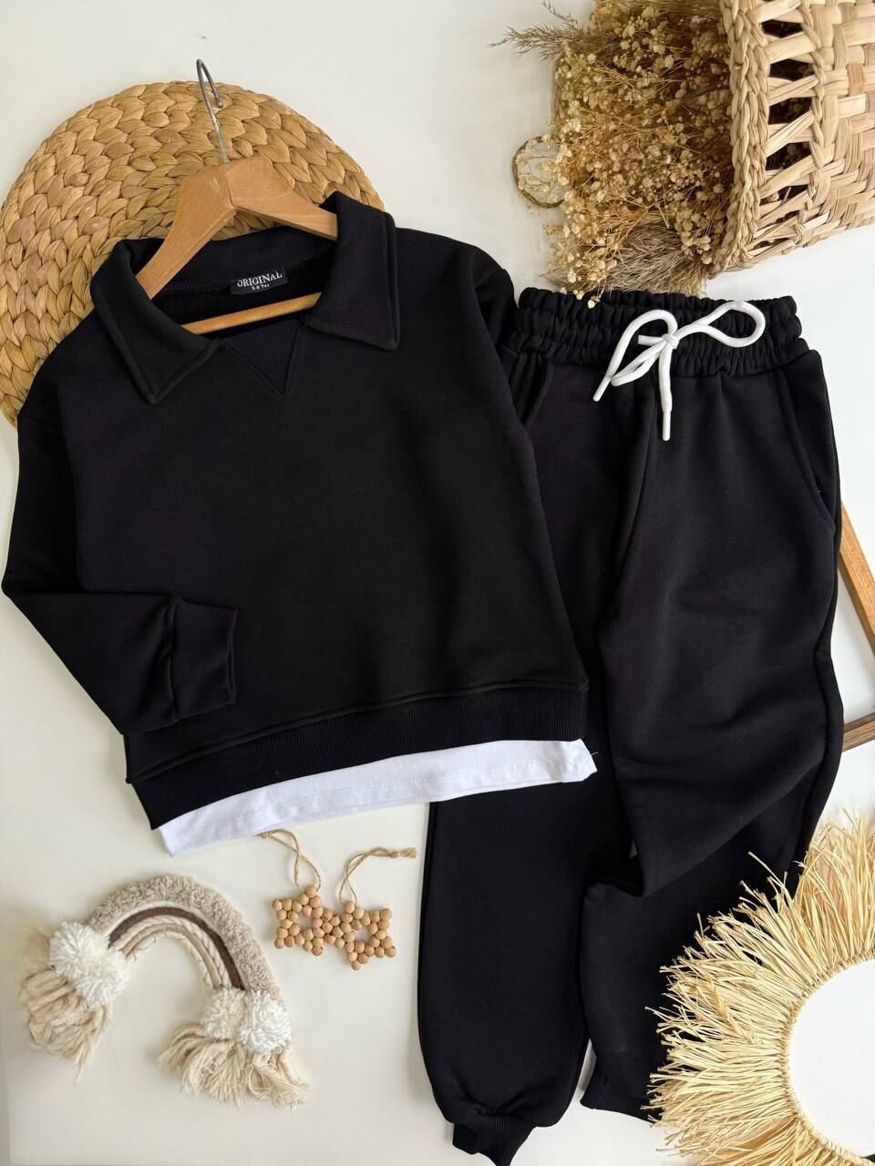 Siyah rahat ikili takım