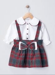 Fiyonk detaylı ekoseli elbise