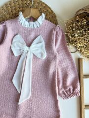 Fiyonklu Uzun Kollu Tuvit Elbise