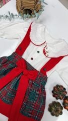 Tavşan Nakışlı Ekoseli Elbise